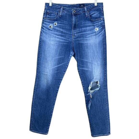 Adriano Goldschmied The High Rise Stevie Ankle Distressed Blue Jeans Size 32 - Picture 1 of 9